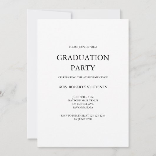 Modern Script Pet Toss White Graduation Party Kaart (Achterkant)