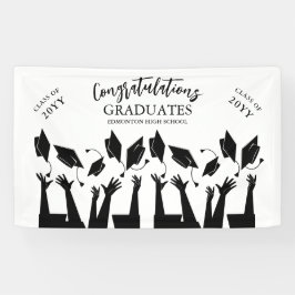 Modern Script Pet Toss White Graduation Party Spandoek