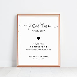 Modern Script Petal Toss Verstuur Trouwbord Poster