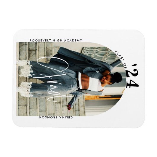 Modern Script Photo 2024 Minimalistisch Afstuderen Magneet (Horizontaal)