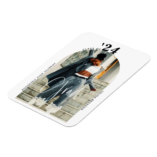 Modern Script Photo 2024 Minimalistisch Afstuderen Magneet (Linkerzijde)