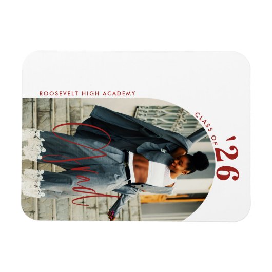 Modern Script Photo 2024 Minimalistisch Afstuderen Magneet (Horizontaal)