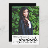 Modern Script Photo Afstuderen Aankondiging (Voorkant / Achterkant)