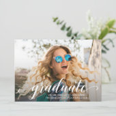 Modern Script Photo Afstuderen Aankondiging (Staand voorkant)