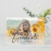 Modern Script Photo Afstuderen Aankondiging (Staand voorkant)