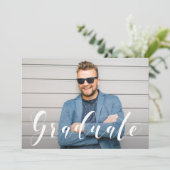 Modern Script Photo Afstuderen Aankondiging (Staand voorkant)