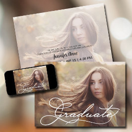 Modern Script Photo Afstuderen Aankondiging