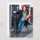 Modern Script Photo Afstuderen Aankondiging (Voorkant / Achterkant)