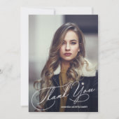 Modern Script Photo Afstuderen Bedankkaart (Voorkant)