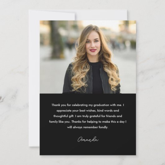 Modern Script Photo Afstuderen Bedankkaart (Achterkant)