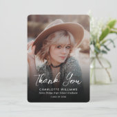 Modern Script Photo Afstuderen Bedankkaart (Staand voorkant)