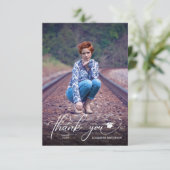 Modern Script Photo Afstuderen - Dank u Bedankkaart (Staand voorkant)