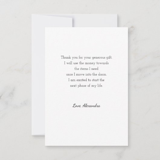 Modern Script Photo Afstuderen - Dank u Bedankkaart (Achterkant)