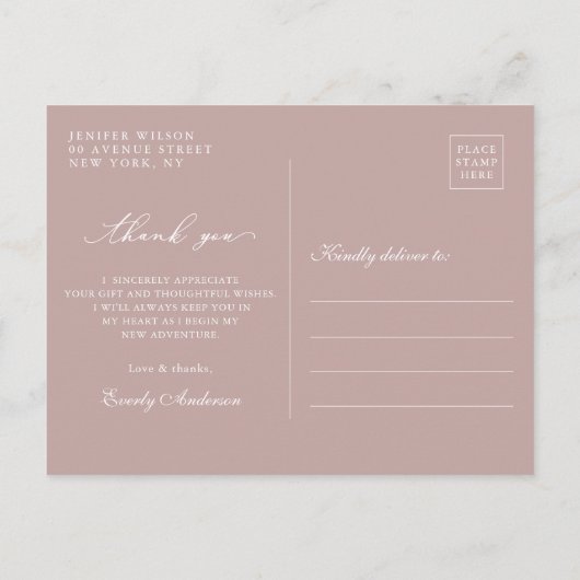 Modern Script Photo Afstuderen - Dank u Briefkaart (Achterkant)