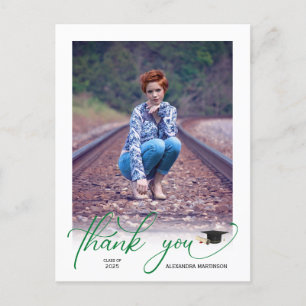 Modern Script Photo Afstuderen - Dank u Briefkaart