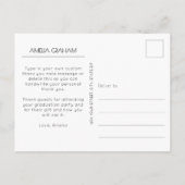 Modern Script Photo Afstuderen - Dank u Briefkaart (Achterkant)