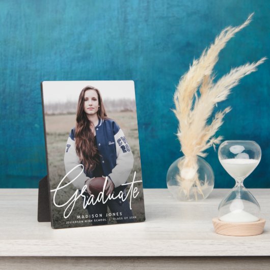 Modern Script Photo Afstuderen Fotoplaat (Zijkant)