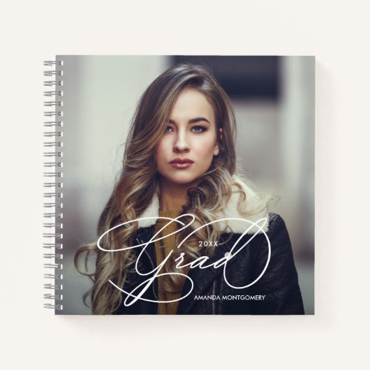 Modern Script Photo Afstuderen Gastenboek Keepsake Notitieboek (Voorkant)