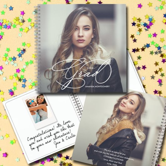 Modern Script Photo Afstuderen Gastenboek Keepsake Notitieboek