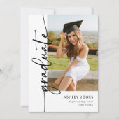 Modern Script Photo Afstuderen Kaart (Voorkant)