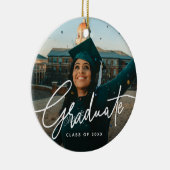 Modern Script Photo Afstuderen Keramisch Ornament (Rechts)