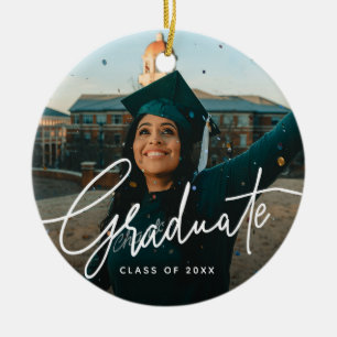 Modern Script Photo Afstuderen Keramisch Ornament