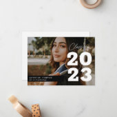 Modern Script Photo Afstuderen Notitiekaartje (Voorkant / Achterkant in situ)