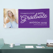 Modern Script Photo Afstuderen Paars Spandoek (Beurs)