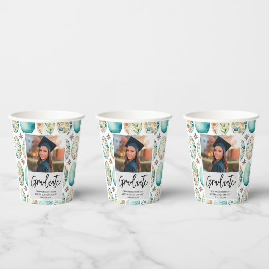 Modern Script Photo Afstuderen Papieren Bekers (Multi)