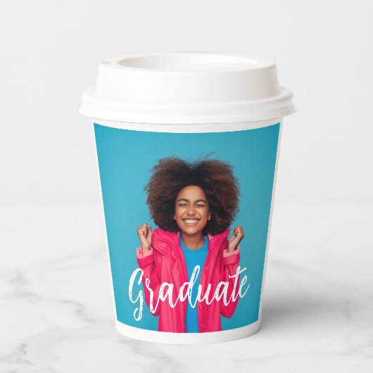 Modern Script Photo Afstuderen Papieren Bekers (Achterkant)