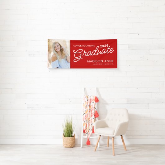 Modern Script Photo Afstuderen Red Spandoek (Insitu)