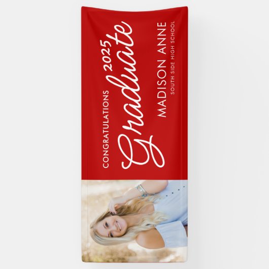 Modern Script Photo Afstuderen Red Spandoek (Verticaal)