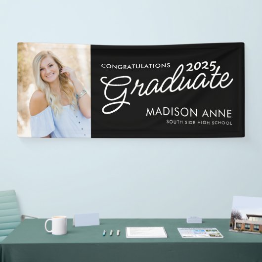 Modern Script Photo Afstuderen Spandoek (Beurs)