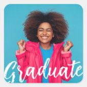 Modern Script Photo Afstuderen Vierkante Sticker (Voorkant)