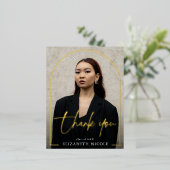 Modern Script Photo Arch Afstuderen Bedankt Folie Uitnodiging Briefkaart (Staand Voorkant)