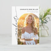 Modern Script Photo Arch Graduation Announcement Aankondiging (Staand voorkant)