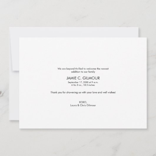 Modern Script Photo Baby shower Hartelijk dank Bedankkaart (Achterkant)