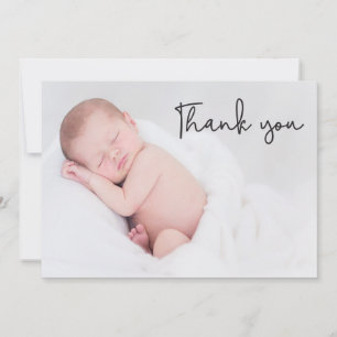 Modern Script Photo Baby shower Hartelijk dank Bedankkaart