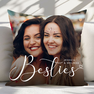 Modern Script Photo Besties Gift Kussen