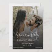 Modern Script Photo Black Overlay Save The Date (Voorkant)