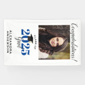 Modern Script Photo Blue Vertical Afstuderen Spandoek (Horizontaal)