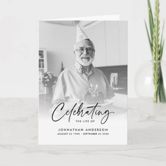 Modern Script Photo Celebration of Life Folded Programma (Voorkant)