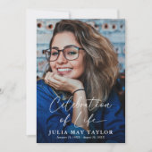 Modern Script Photo Celebration of Life Funeral Kaart (Voorkant)