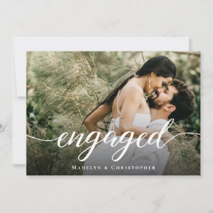 Modern Script Photo Chic Wedding Engagement Party Kaart