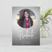 Modern Script Photo Circle Afstuderen Kaart (Staand voorkant)