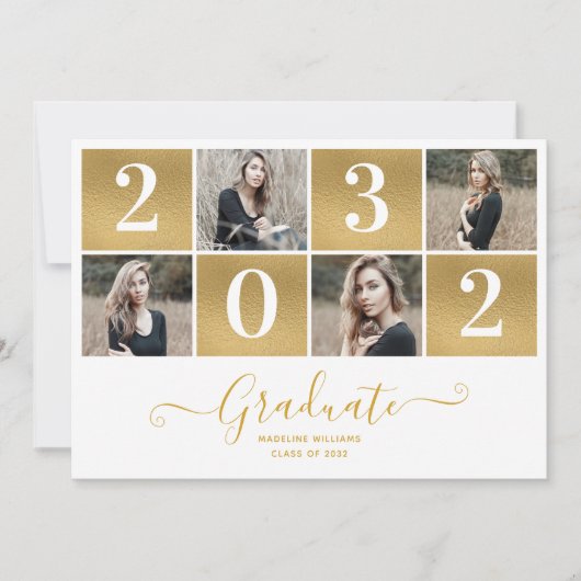 Modern Script Photo Collage 2025 Afstuderen Aankondiging (Voorkant)