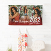 Modern Script Photo Collage Burgundy Afstuderen Spandoek (Insitu)