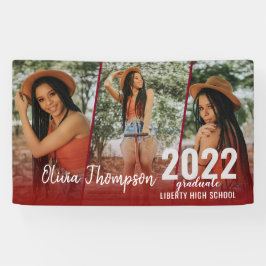 Modern Script Photo Collage Burgundy Afstuderen Spandoek