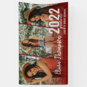 Modern Script Photo Collage Burgundy Afstuderen Spandoek (Verticaal)