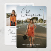 Modern Script Photo Collage Graduation Party Kaart (Voorkant / Achterkant)